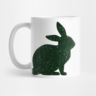 Dark Green Faux Glitter Easter Bunny Mug